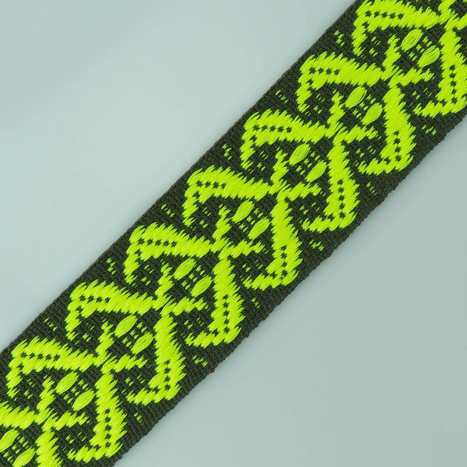 Φωτογραφία προϊόντος: Tape Belt Cotton Dark Khaki Base - Tress Fluo Yellow Koralli 5cm
