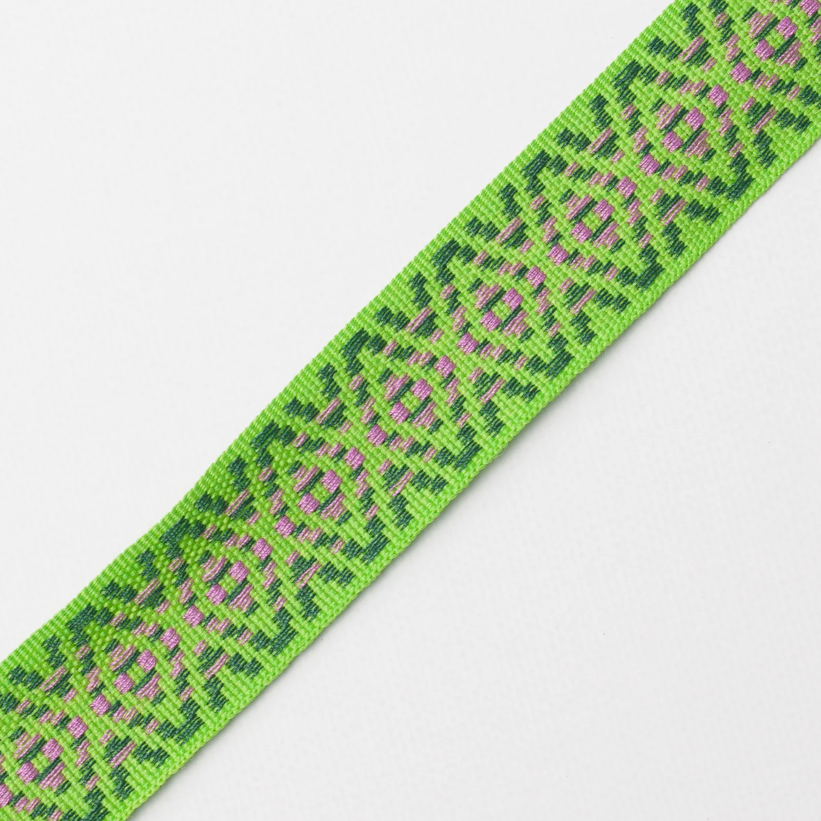 Φωτογραφία προϊόντος: Grosgrain Ribbon Ethnic Rhombus Lime Green - Green - Fuchsia 2.5 Cm