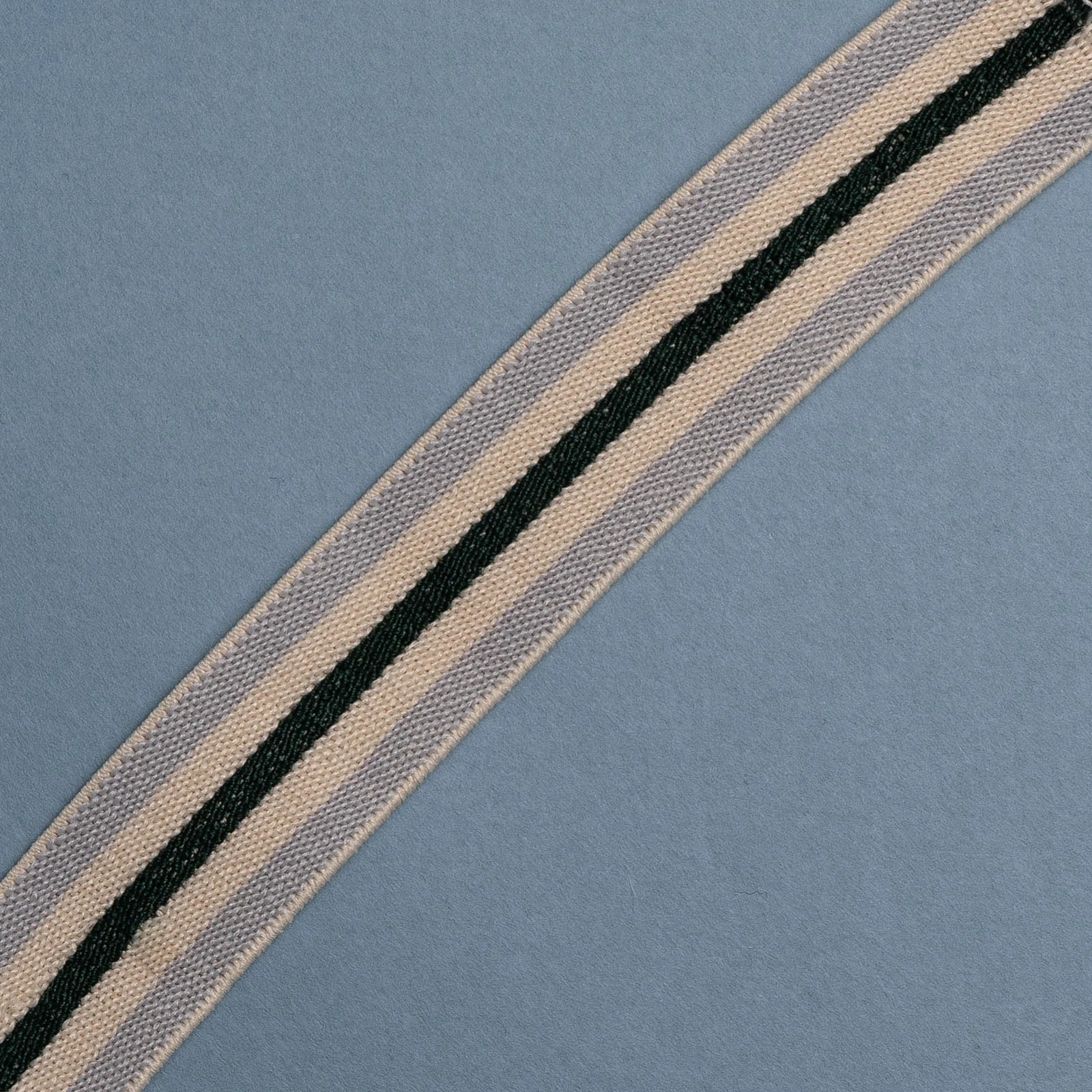 Φωτογραφία προϊόντος: Elastic Double Face Beige Base - 2 Stripes Light Grey - Dark Green 2.5Cm