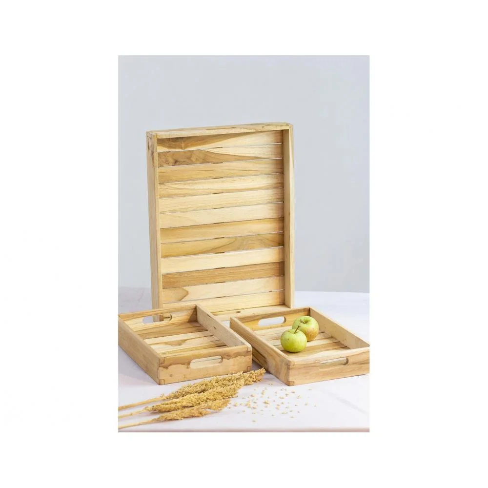 Φωτογραφία προϊόντος: Plastona Δίσκοι σερβ. Teak wood set 3/29x39x5/18x26x5cm