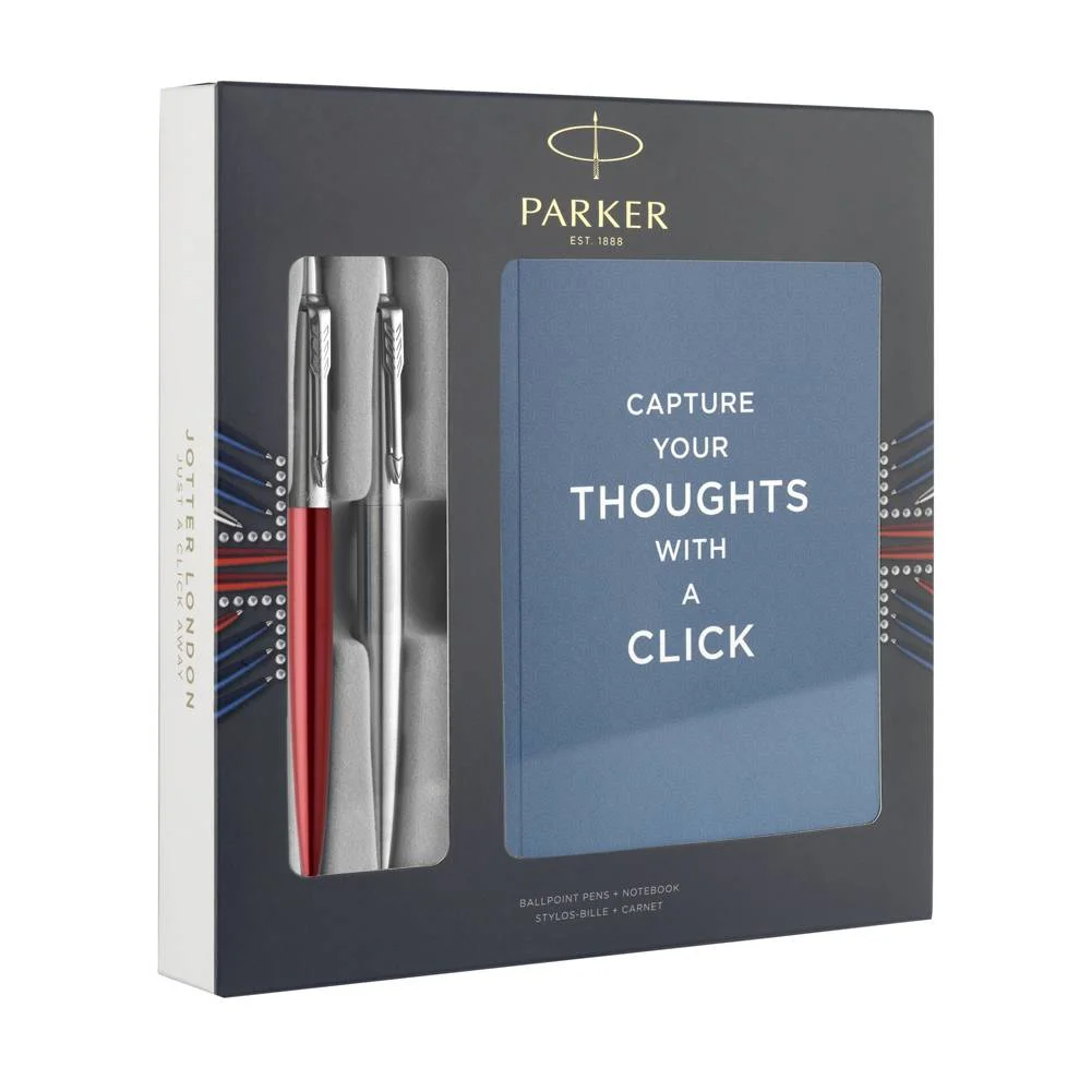 Φωτογραφία προϊόντος: Parker Jotter CR London με δύο στυλό και Notebook Κόκκινο