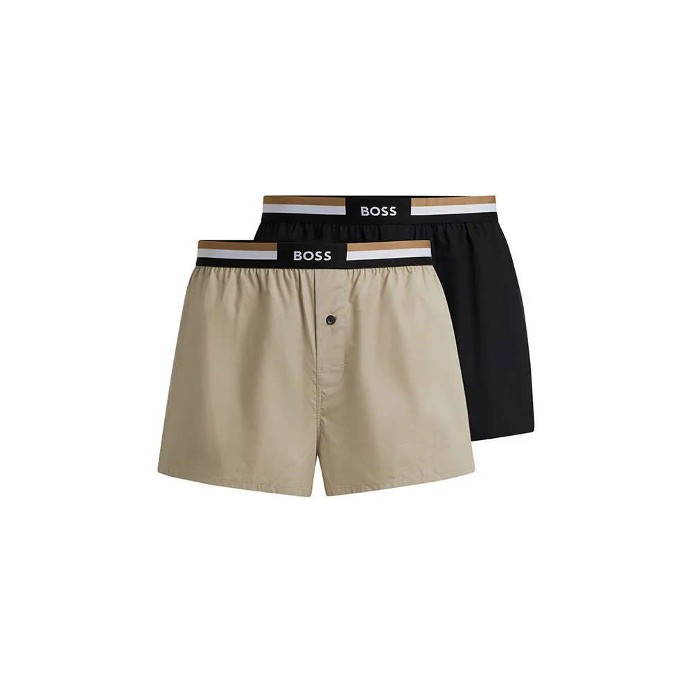 Φωτογραφία προϊόντος: Ανδρικό Boxer Ποπλίνα 2pack BOSS 50469762-255 Μαύρο Χακί
