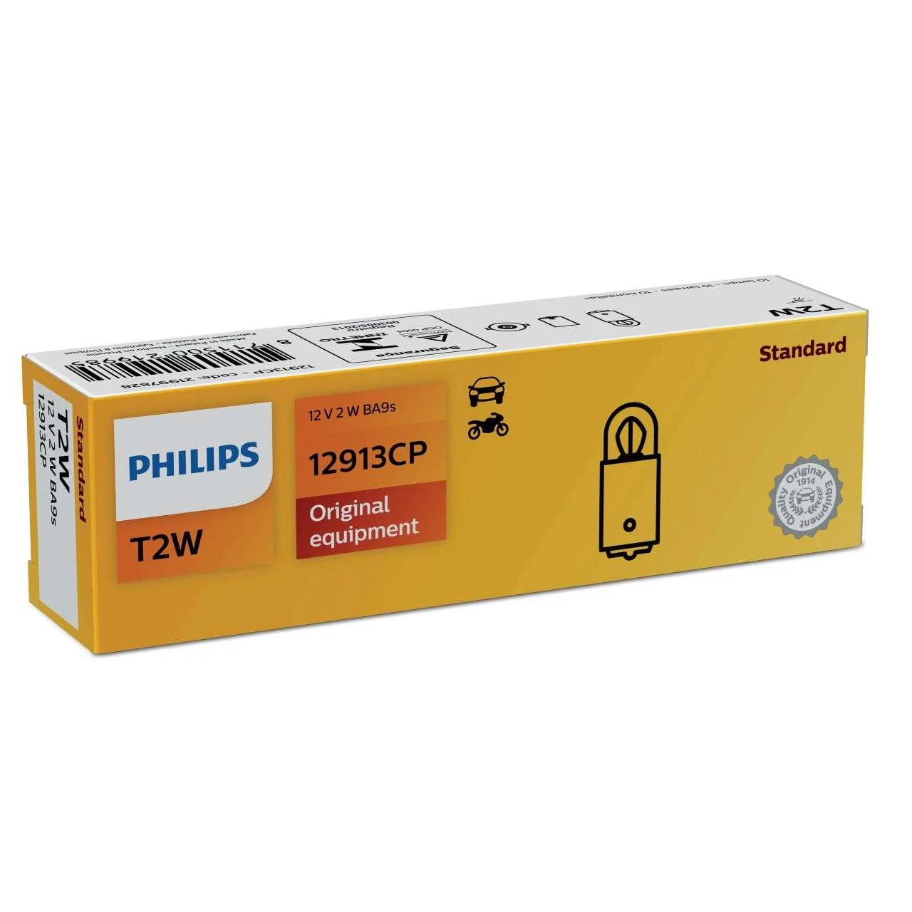 Φωτογραφία προϊόντος: PHILIPS T2W-T3W 12V 2W BA9s 12913CP 10τμχ