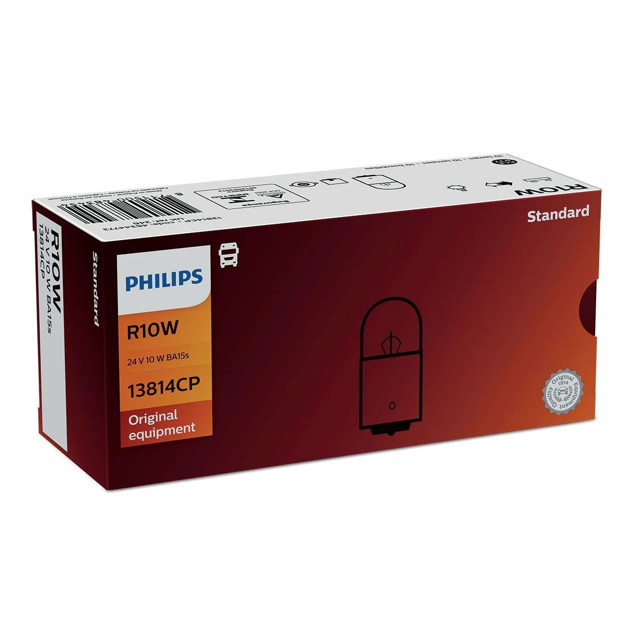 Φωτογραφία προϊόντος: PHILIPS R10W 24V 10W BA15s (13814CP) 10τμχ