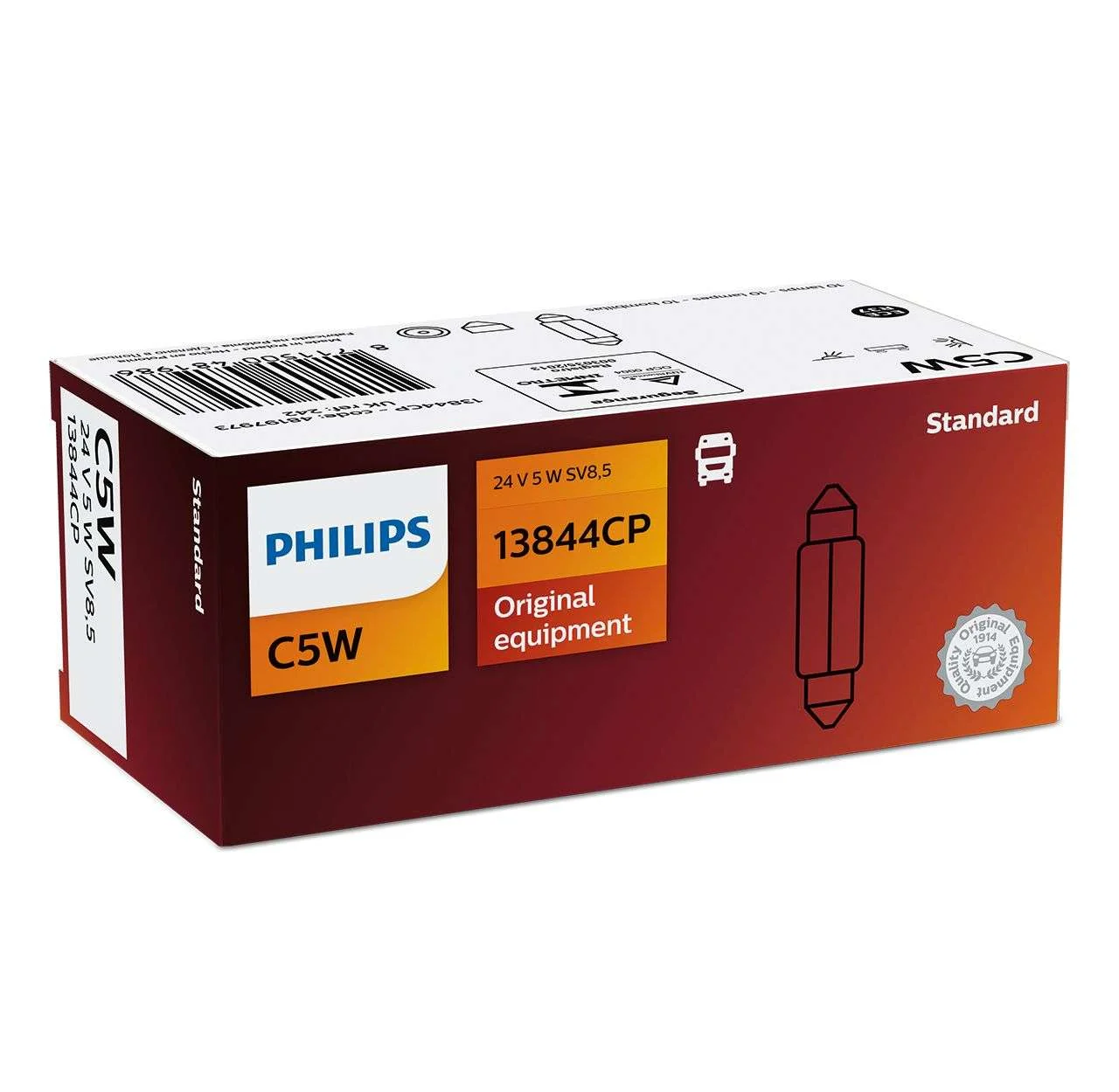 Φωτογραφία προϊόντος: PHILIPS C5W 24V 5W SV8.5 13844CP 10τμχ