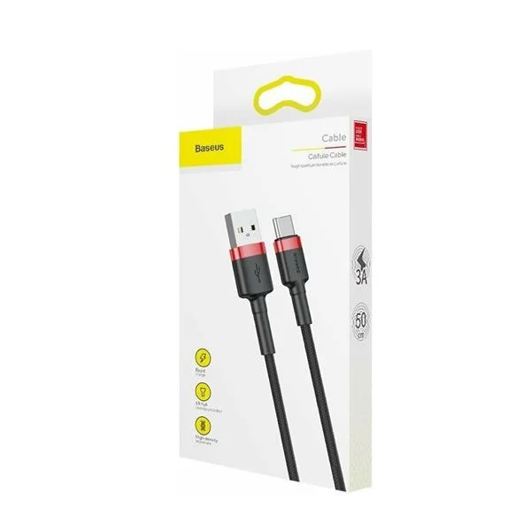 Φωτογραφία προϊόντος: Baseus Cafule Braided USB 2.0 Cable USB-C male - USB-A male Μαύρο 2m