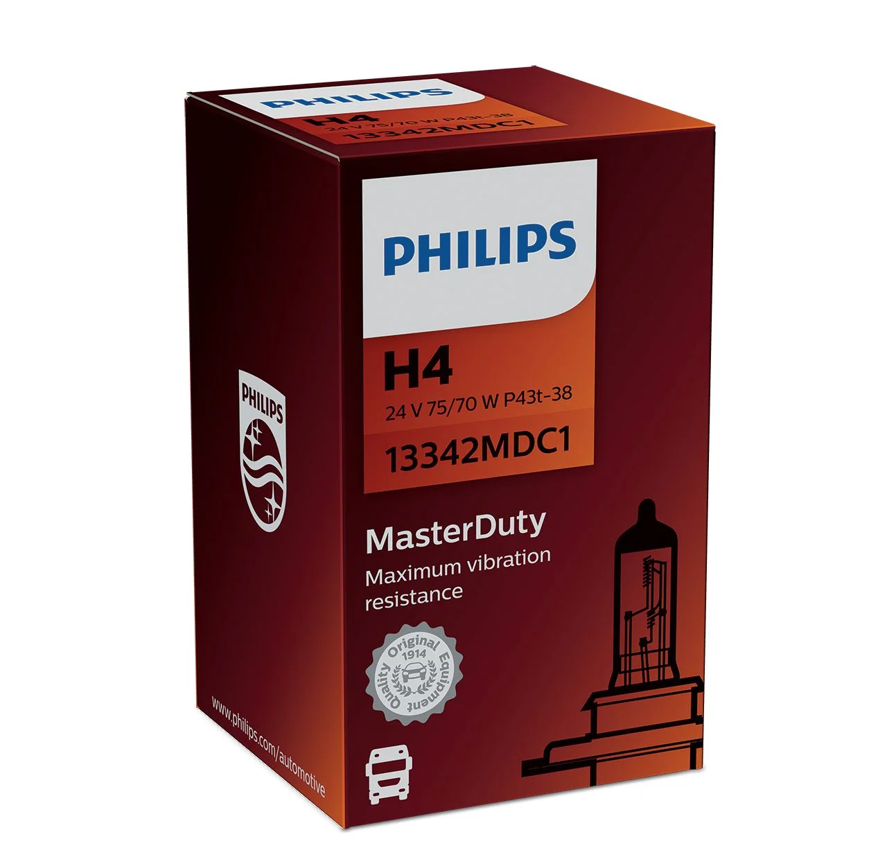 Φωτογραφία προϊόντος: PHILIPS H4 24V 75/70W Master Duty (13342MDC1) 1τμχ