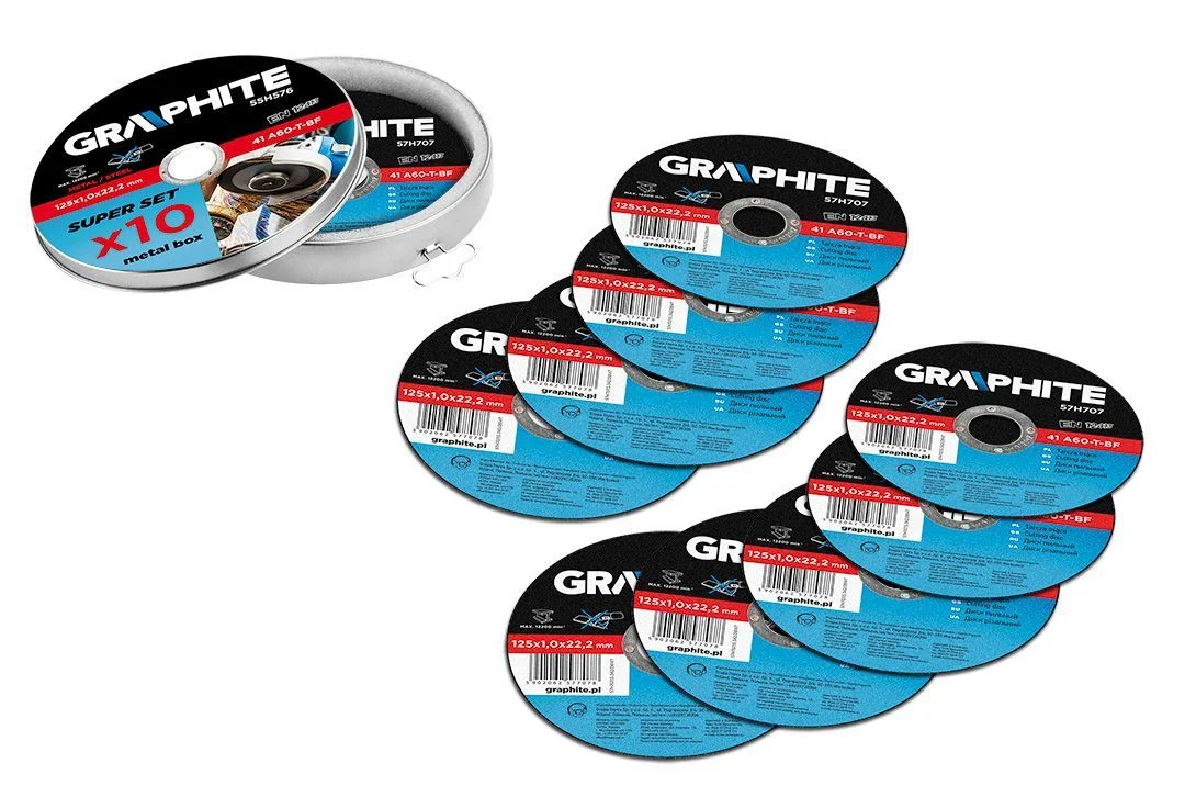 Φωτογραφία προϊόντος: GRAPHITE Δίσκοι κοπής μετάλλου σετ 10τμχ 125 mm 55H576