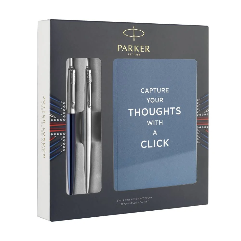Φωτογραφία προϊόντος: Parker Jotter CR London με δύο στυλό και Notebook Μπλε