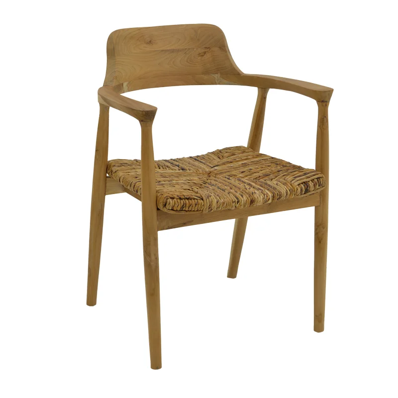 Φωτογραφία προϊόντος: Πολυθρόνα Denverone pakoworld φυσικό teak ξύλο και ψάθα 57x54x79εκ