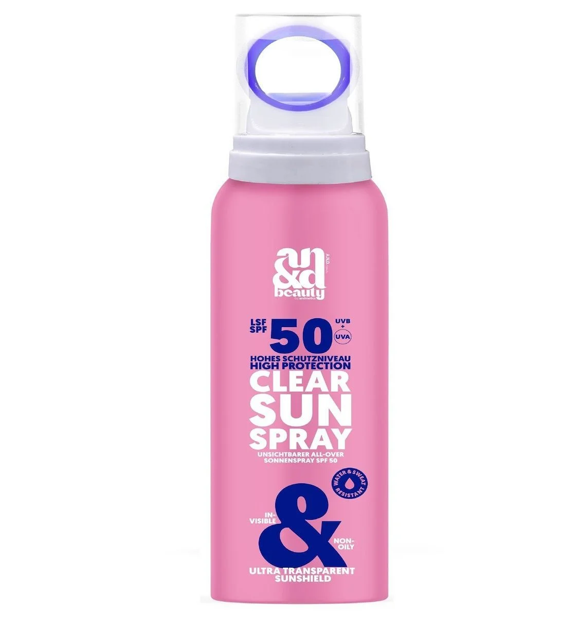 Φωτογραφία προϊόντος: A.N.D. Beauty XL Clear Sun Spray Διάφανο αντηλιακό spray mist προσώπου + σώματος με SPF 50, 300mL