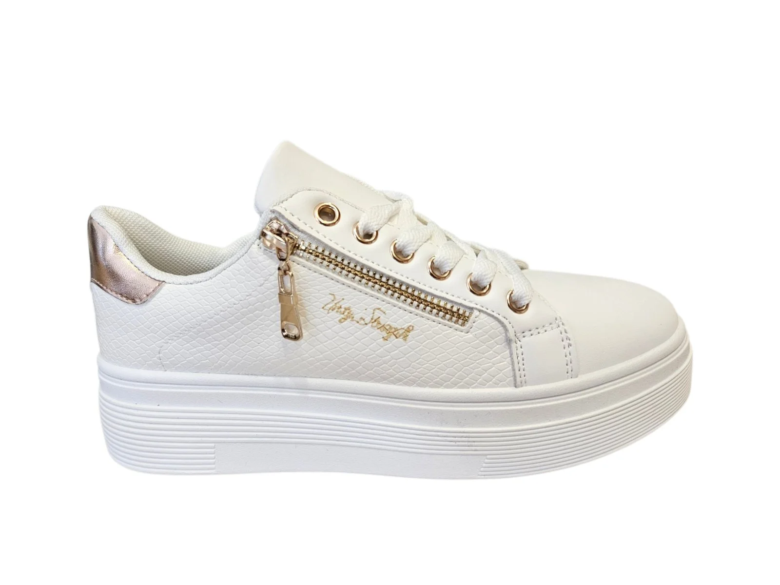 Φωτογραφία προϊόντος: Δίσολα sneakers με μεταλλικές λεπτομέρειες OX-23370 Λευκό