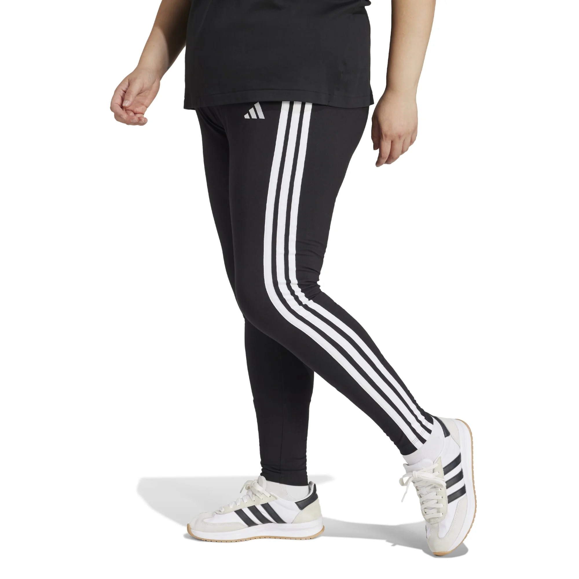 Φωτογραφία προϊόντος: Essentials 3-Stripes Cotton Leggings (Plus Size) JE1256 Μαύρο