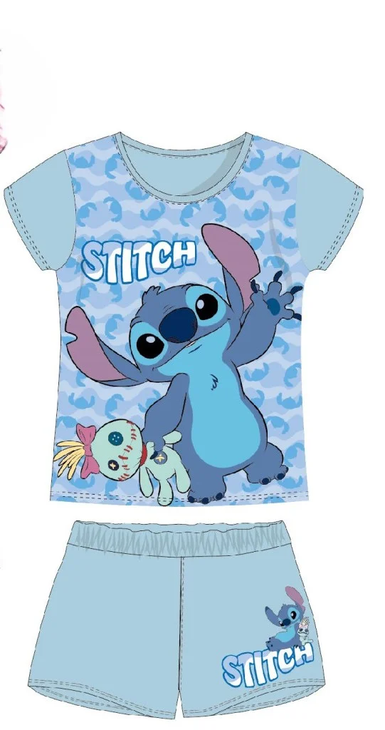 Φωτογραφία προϊόντος: Disney Lilo and Stitch Σιέλ Σετ Καλοκαιρινές Βαμβακερές Πυτζάμες - 6
