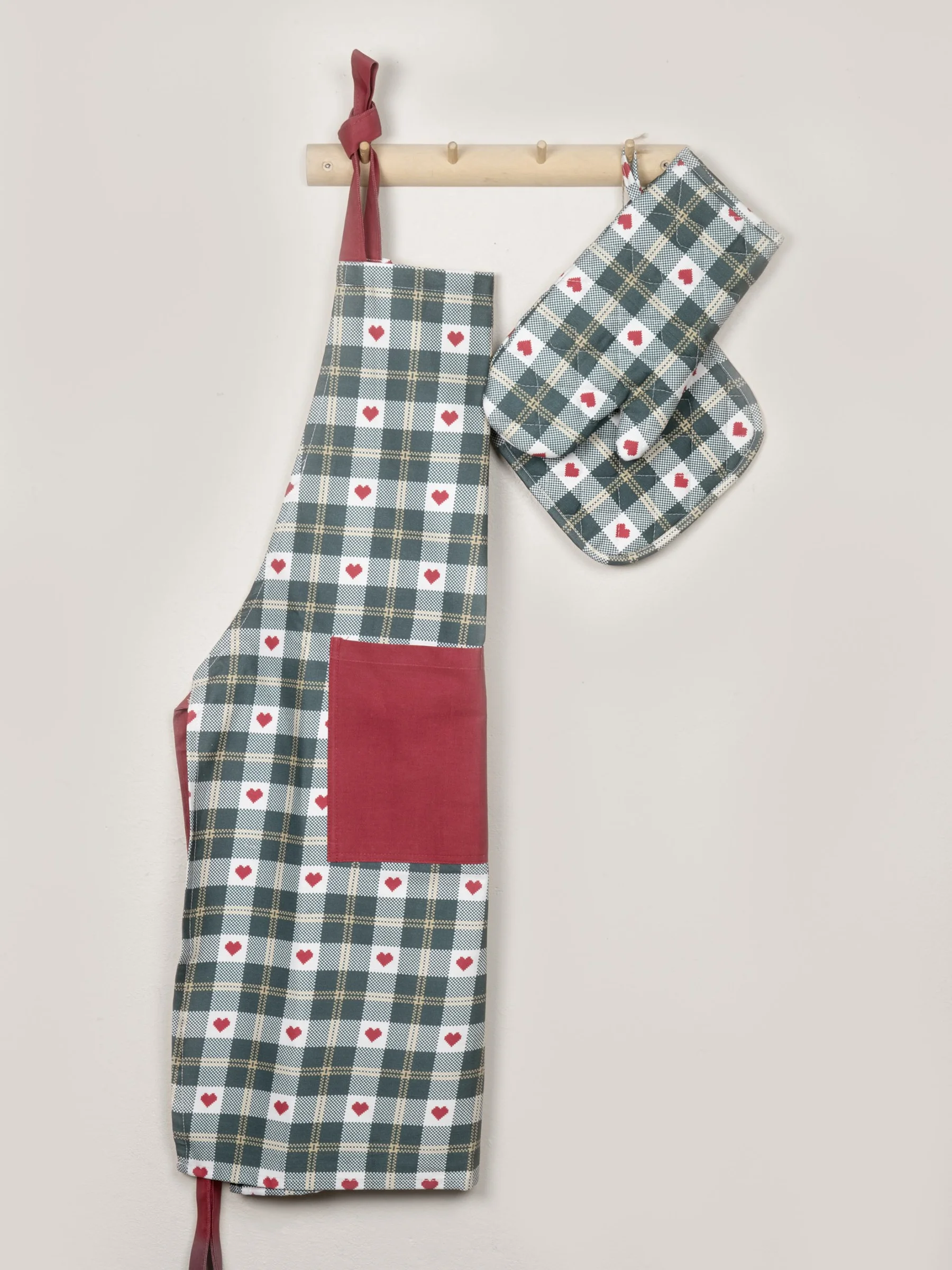 Φωτογραφία προϊόντος: Ποδιά Κουζίνας One Size Nima Christmas Love Green-Red 100% βαμβακερό