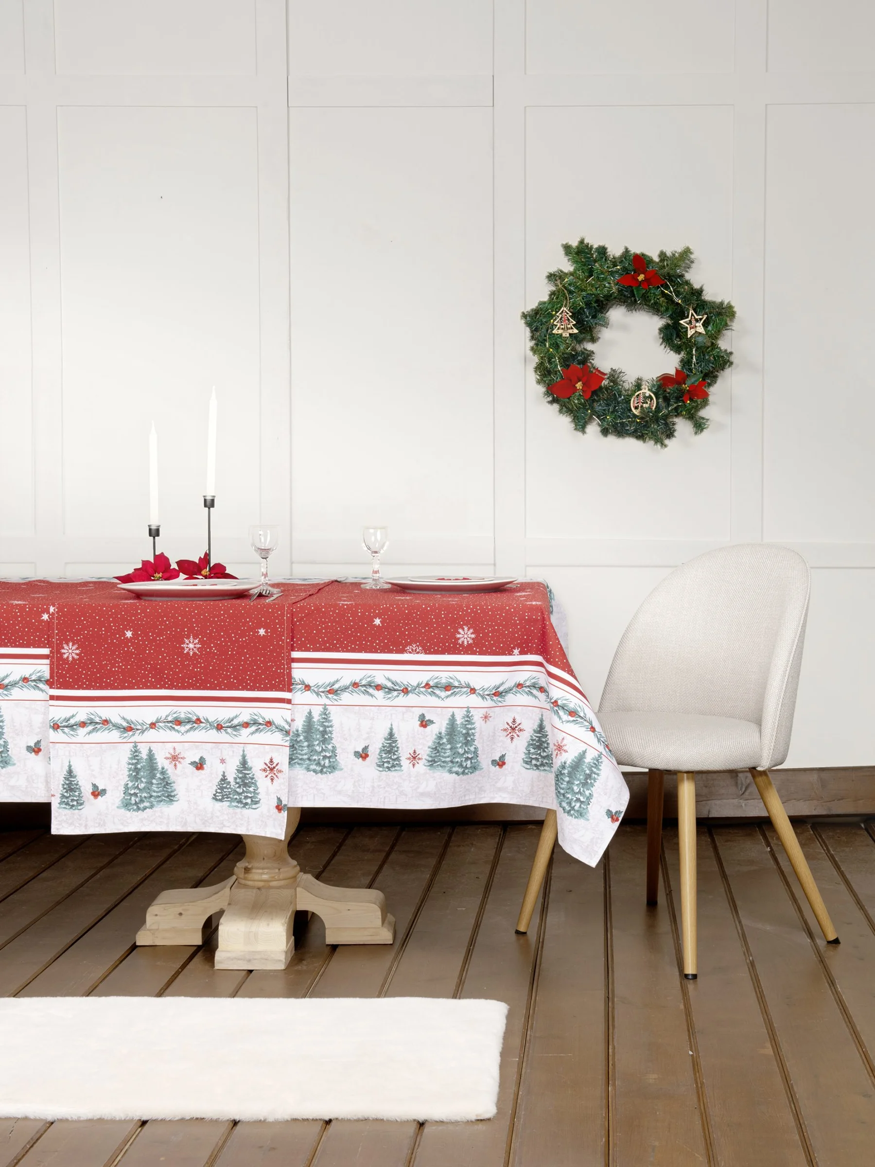 Φωτογραφία προϊόντος: Τραπεζομάντηλο 140x140 Christmas Nima North Pole Red 50% Βαμβάκι-50% Πολυέστερ