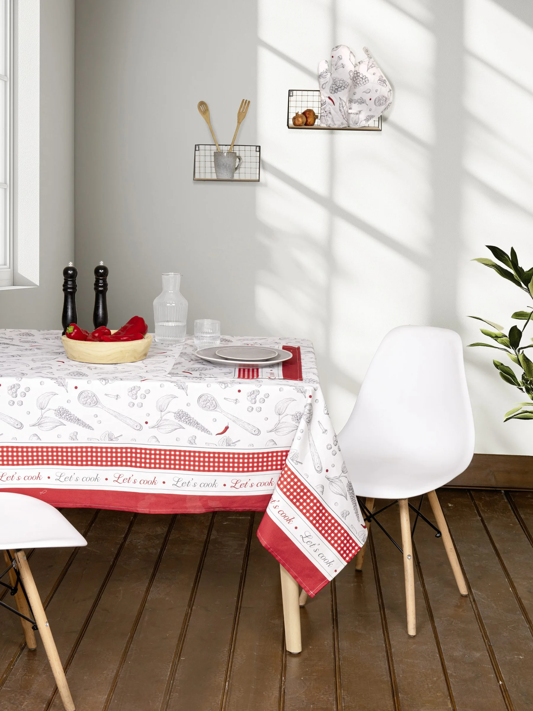 Φωτογραφία προϊόντος: Τραπεζομάντηλο 140x240 Nima Supper White-Red 100% βαμβακερό