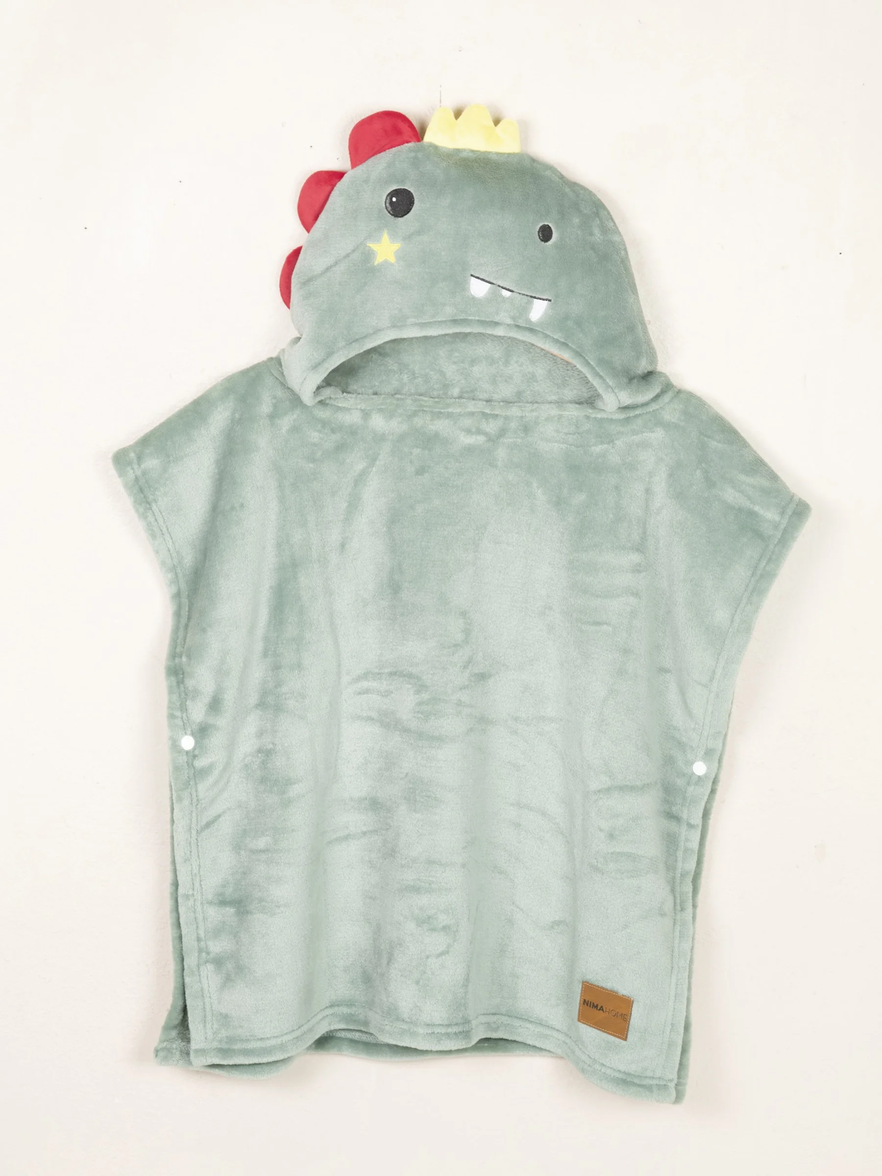 Φωτογραφία προϊόντος: Πόντσο 70x70 5-8 Ετών Flannel Nima Crocodino Green 100% Πολυέστερ