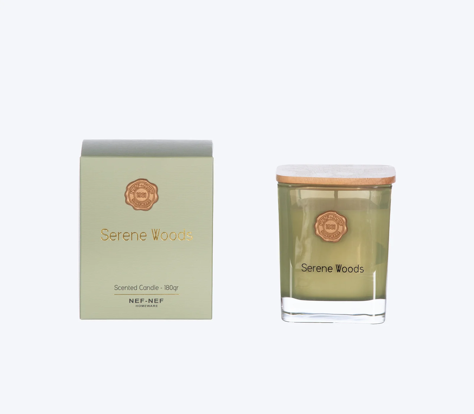 Φωτογραφία προϊόντος: Nef-Nef Homeware ΑΡΩΜΑΤΙΚΟ ΚΕΡΙ SERENE WOOD 180gr GREEN
