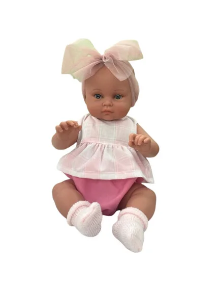 Φωτογραφία προϊόντος: Magic baby Παιδική κούκλα μωρό "Alicia με φούξια-λευκό ρούχο και μεγάλο φιόγκο "-45εκ.