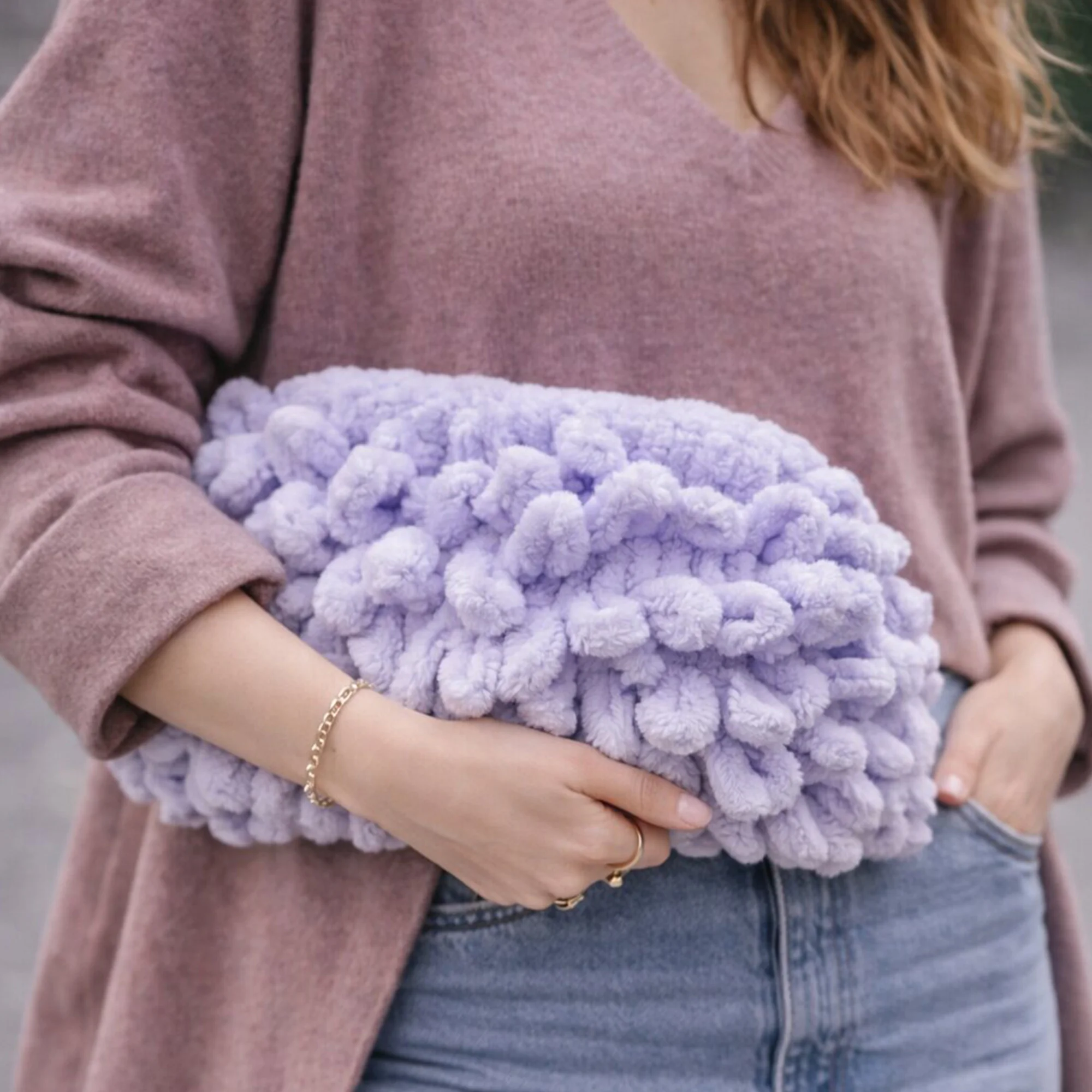 Φωτογραφία προϊόντος: Χειροποίητη Puffy Τσάντα Clutch – Μωβ Λιλά / Lavender