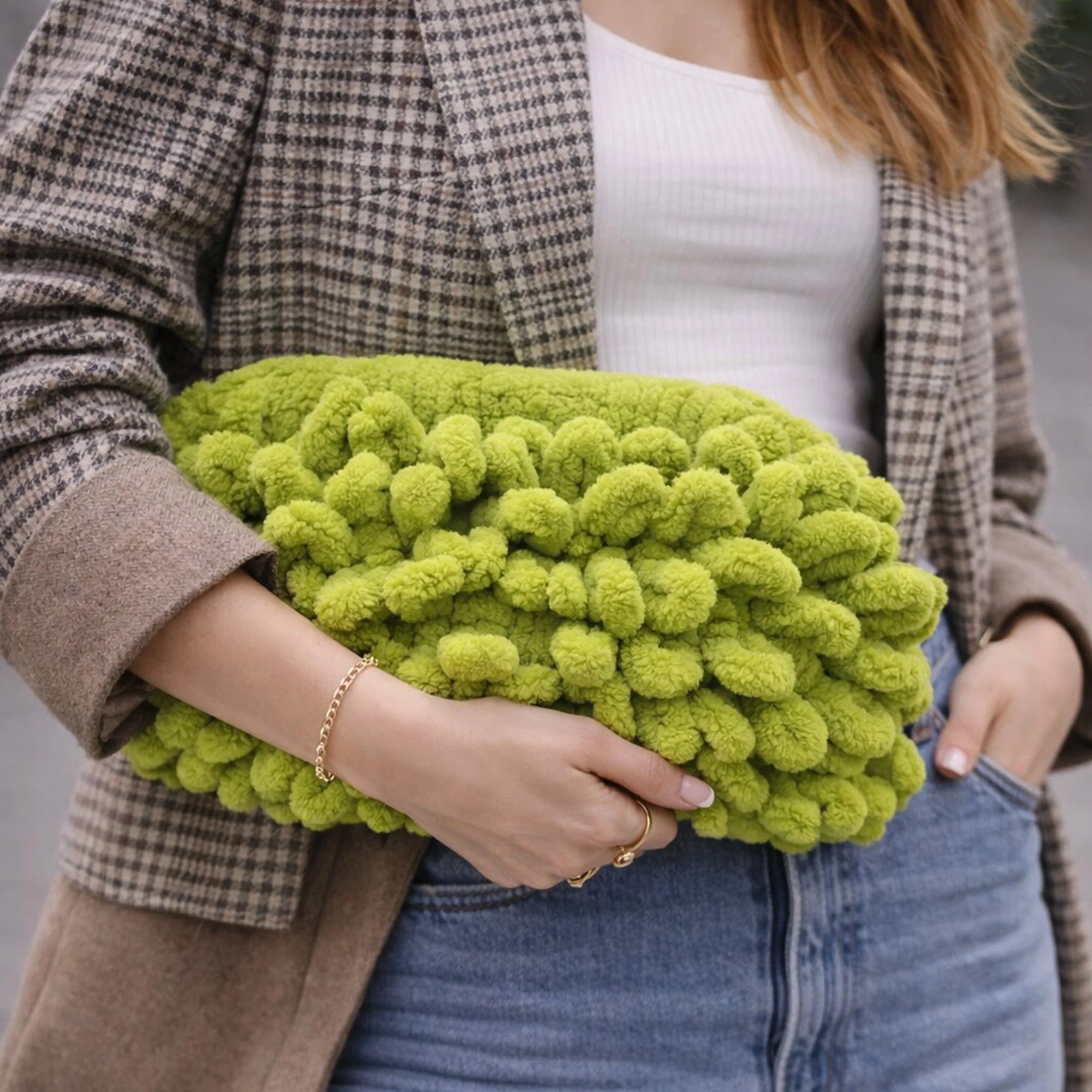 Φωτογραφία προϊόντος: Χειροποίητη Puffy Τσάντα Clutch – Λάιμ / Lime Green