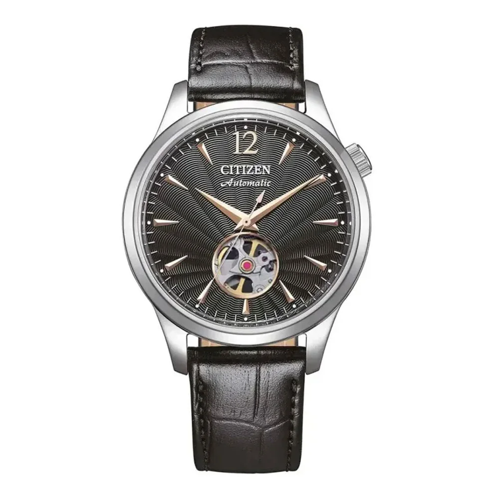 Φωτογραφία προϊόντος: CITIZEN Automatic Black Leather Strap Open Heart NH9131-14E