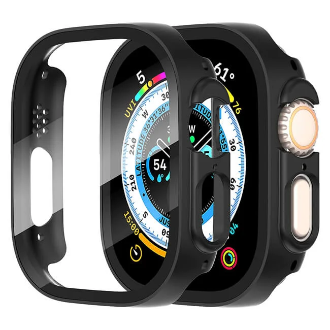 Φωτογραφία προϊόντος: 2-in-1 Hard Frame Black + Tempered Glass Apple Watch 49mm