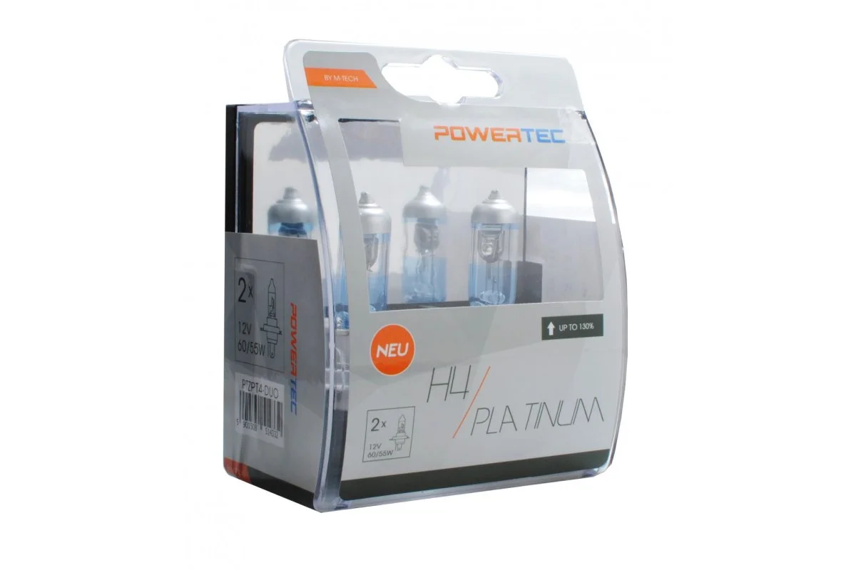 Φωτογραφία προϊόντος: M-tech H4 12V 60/55W 3.250K +130% P43t POWERTECK PLATINUM 2ΤΕΜ. M-TECH PTZPT4-DUO/MT