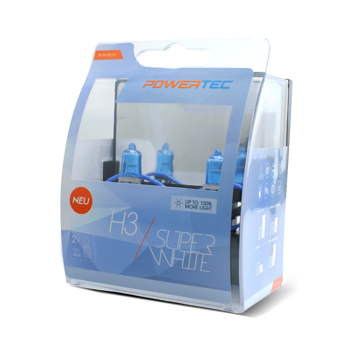 Φωτογραφία προϊόντος: M-tech H3 12V 55W 3.450K PK22s POWERTECK SUPERWHITE 2ΤΕΜ. M-TECH PTZSW3-DUO/MT