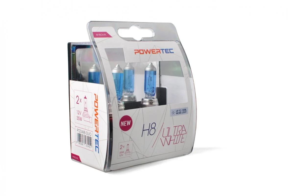 Φωτογραφία προϊόντος: M-tech H8 12V 35W PGJ19-1 POWERTEC ULTRA WHITE 2ΤΕΜ. M-TECH PTZUW8-DUO/MT