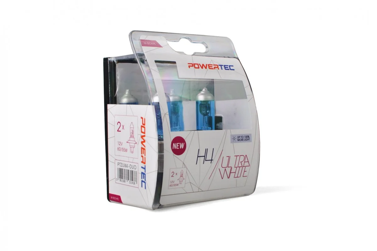 Φωτογραφία προϊόντος: M-tech H4 12V 60/55W P43t-38 POWERTEC ULTRA WHITE 2ΤΕΜ. M-TECH PTZUW4-DUO/MT