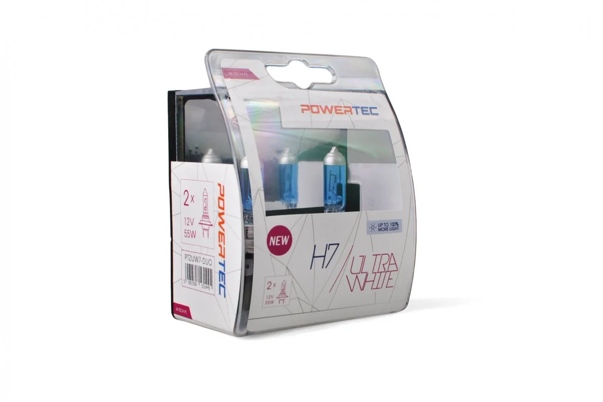 Φωτογραφία προϊόντος: M-tech H7 12V 55W PX26d POWERTEC ULTRA WHITE 2ΤΕΜ. M-TECH PTZUW7-DUO/MT