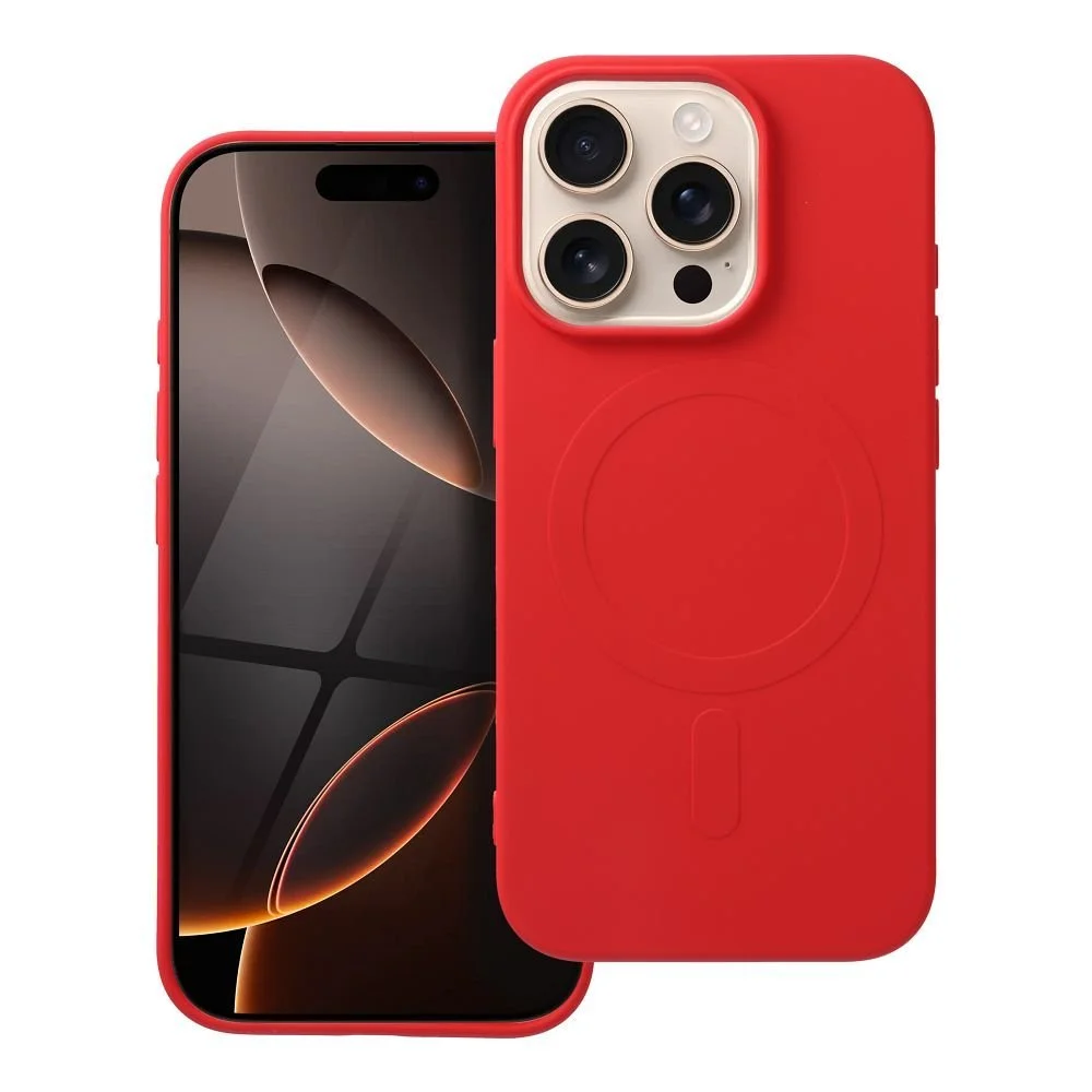 Φωτογραφία προϊόντος: . SILICONE MAG COVER (big hole) case compatible with MagSafe for IPHONE 16 Pro red