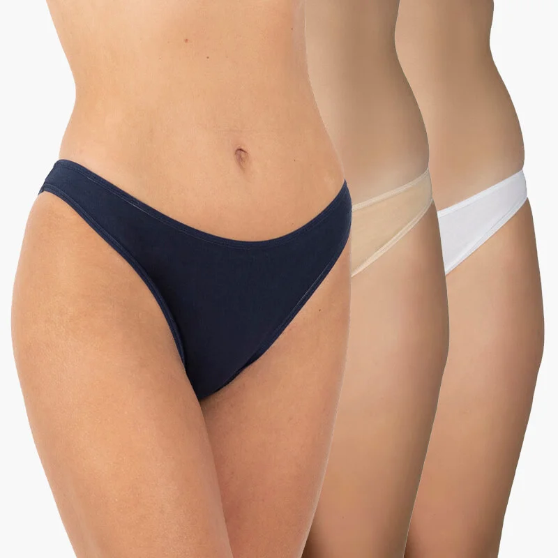 Φωτογραφία προϊόντος: AA UNDERWEAR Κυλοτάκι Bikini χαμηλό 6 τεμάχια Cotton Μπλε, Μπεζ + Λευκό