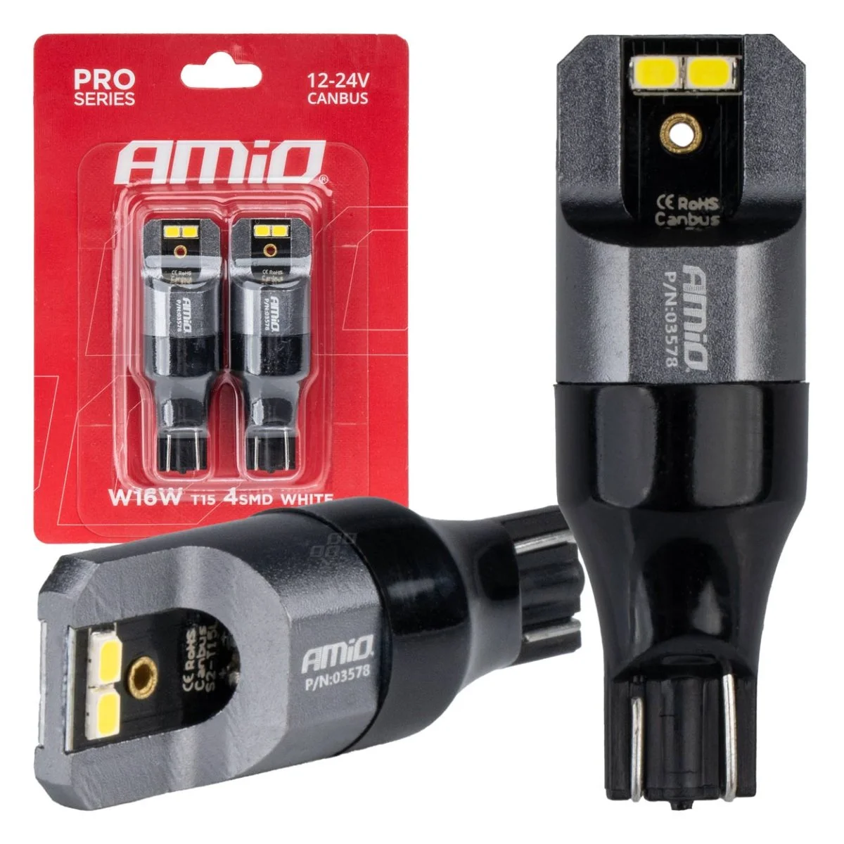 Φωτογραφία προϊόντος: AMIO ΛΑΜΠΑΚΙΑ T15 W16W 12/24V 6.000K 4xSMD LED CAN-BUS ΛΕΥΚΟ 2016 PRO SERIES AMIO - 2 Τεμ. 03578/AM