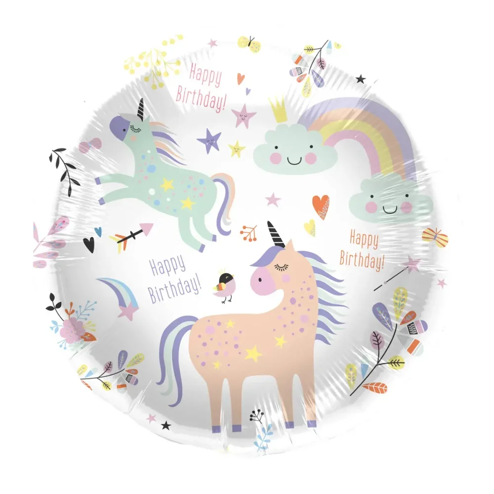 Φωτογραφία προϊόντος: Folat Μπαλόνι Foil Happy Birthday Unicorns + Rainbows 45εκ
