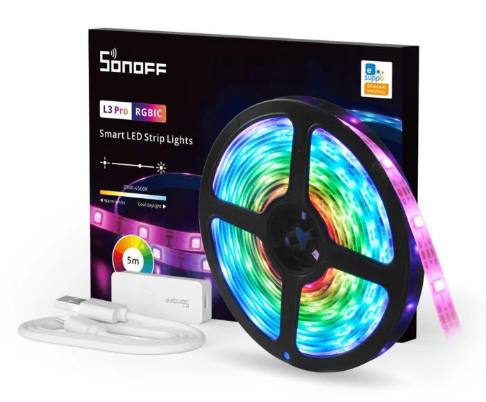 Φωτογραφία προϊόντος: SONOFF smart LED καλωδιοταινία L3 Pro, RGBIC, αδιάβροχη, Wi-Fi & BT, 5m