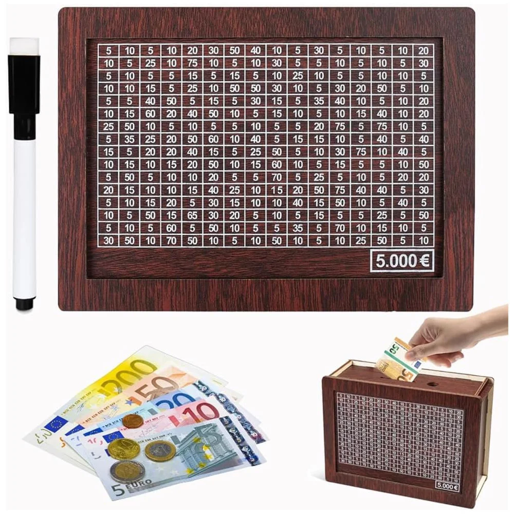 Φωτογραφία προϊόντος: Kakeibo Box Γιαπωνέζικος Κουμπαράς Ξύλινος Ρετρό Αποταμίευση 5000€ Καφέ