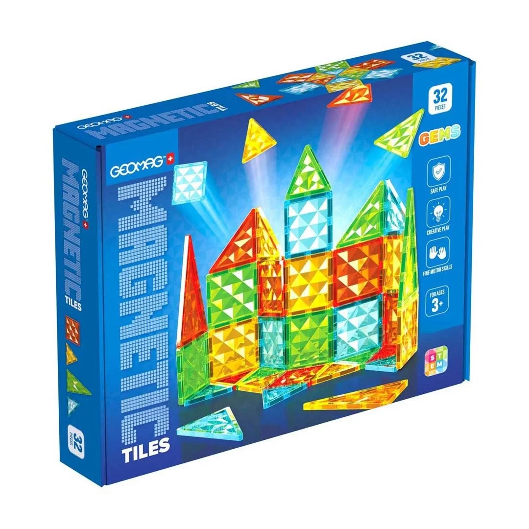 Φωτογραφία προϊόντος: 224.101.00 Geomag Magnetic Tiles Gems 32 Τεμάχια
