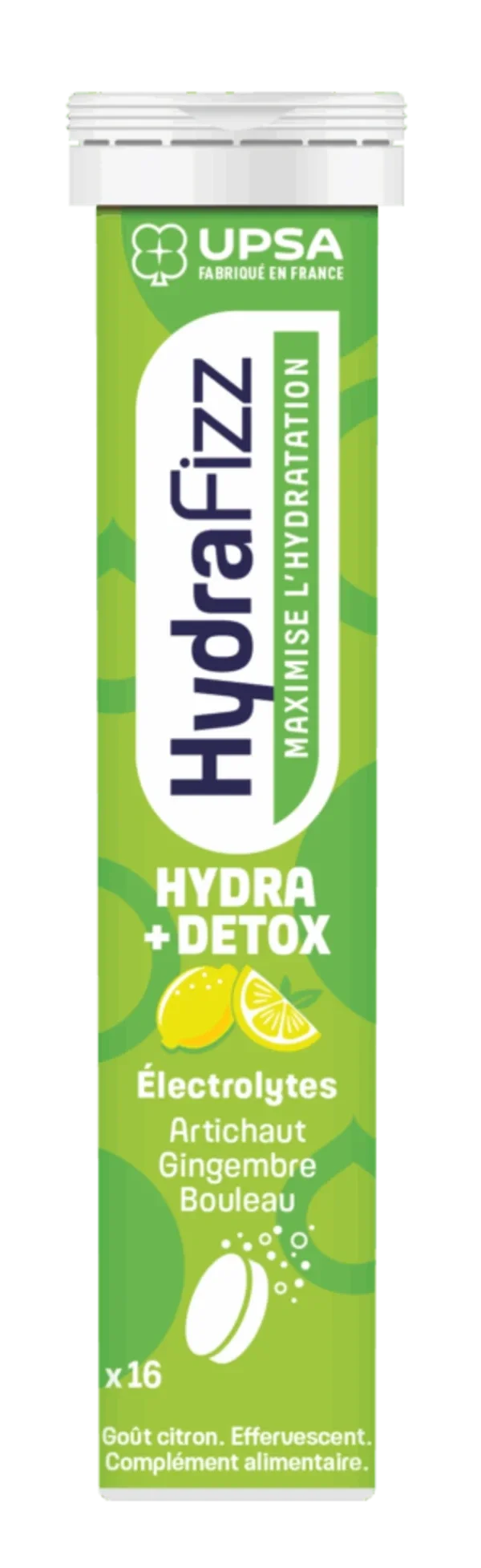 Φωτογραφία προϊόντος: UPSA HYDRAFIZZ Hydra + Detox Ηλεκτρολύτες με Γεύση Λεμόνι, 16 Αναβράζοντα Δισκία