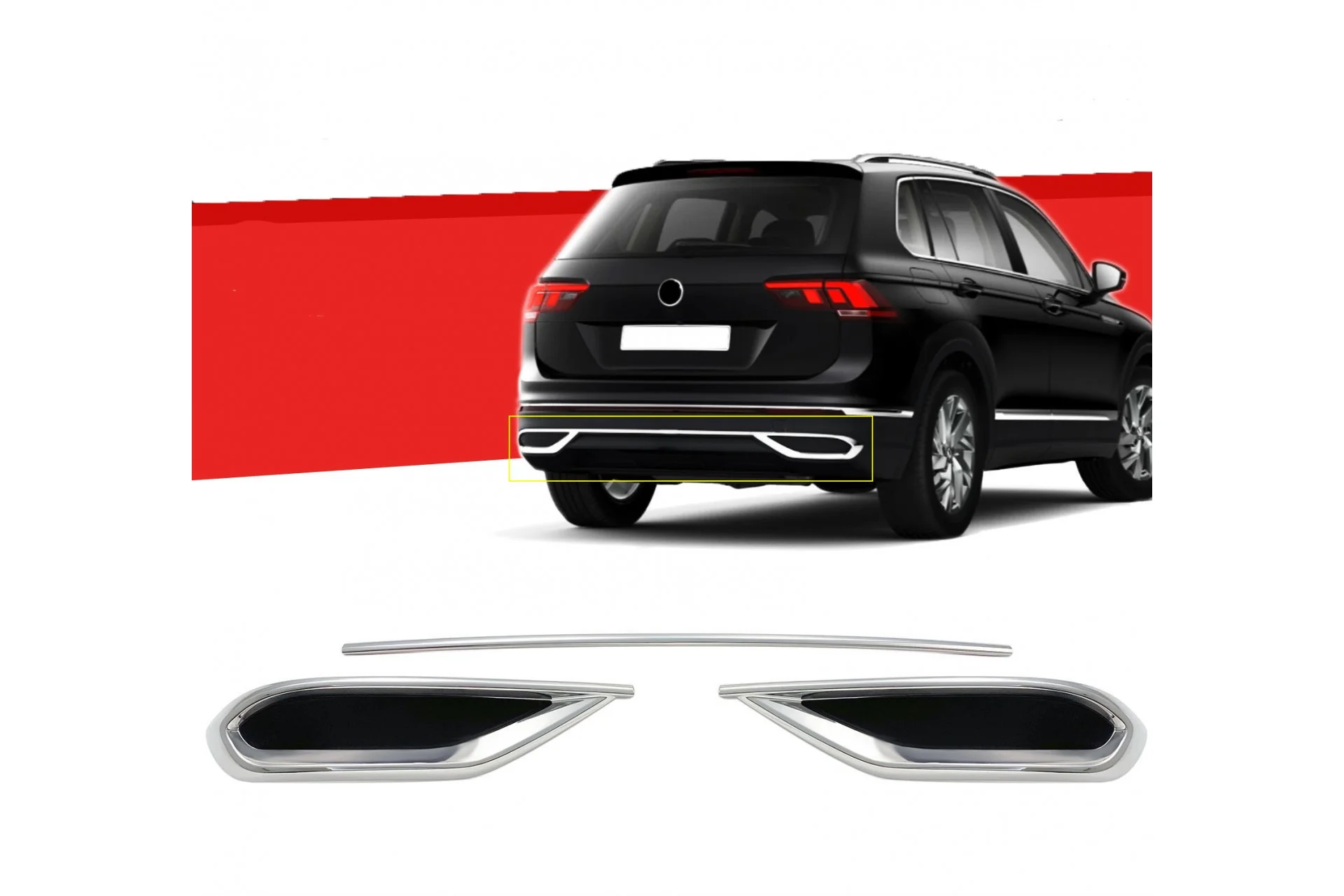 Φωτογραφία προϊόντος: Vw Tiguan 2020+ Διακοσμητικα Χρωμια Εξατμισης Μαρκε S-DIZAYN -3 TEM.
