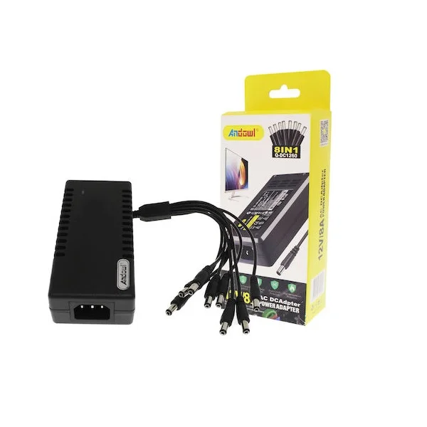 Φωτογραφία προϊόντος: OEM Andowl Q-DC1260 Universal Τροφοδοτικό 12V 8A με 8 βύσματα