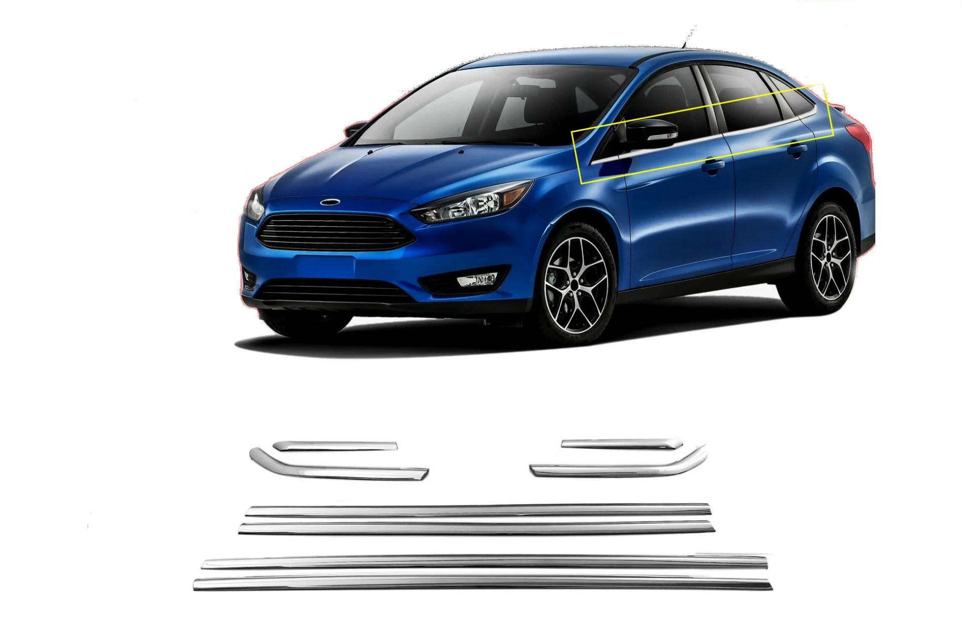 Φωτογραφία προϊόντος: Ford Focus Sedan 2011+ Trim Παραθυρων Ανοξειδωτο Ατσαλι Χρωμιο ​S-DIZAYN - 8 TEM.