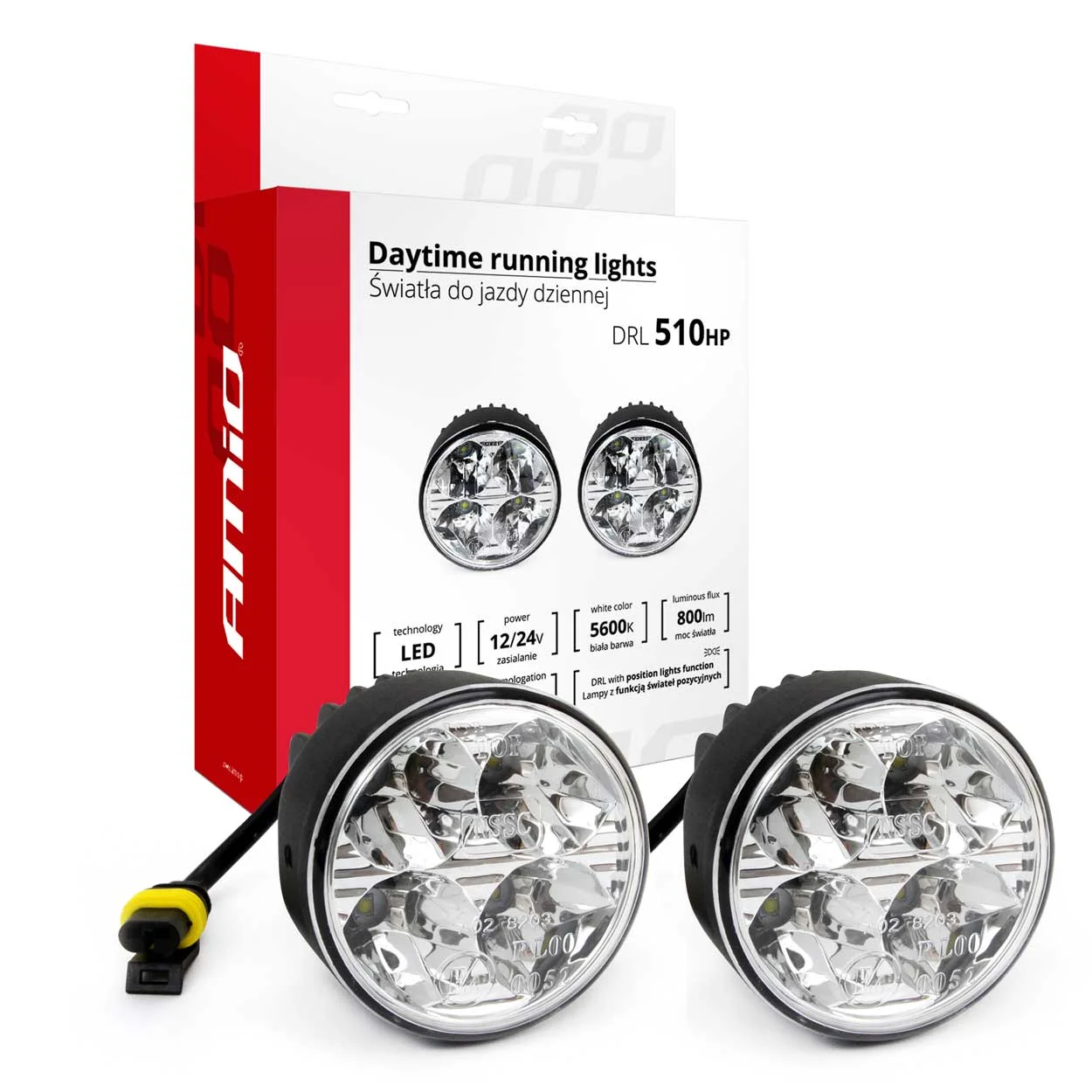Φωτογραφία προϊόντος: AMIO Φωτα Ημερας Drl 12/24V 11,16W 8xSMD Led 800lm Drl 510HP Στρογγυλοι 70mm 2ΤΕΜ