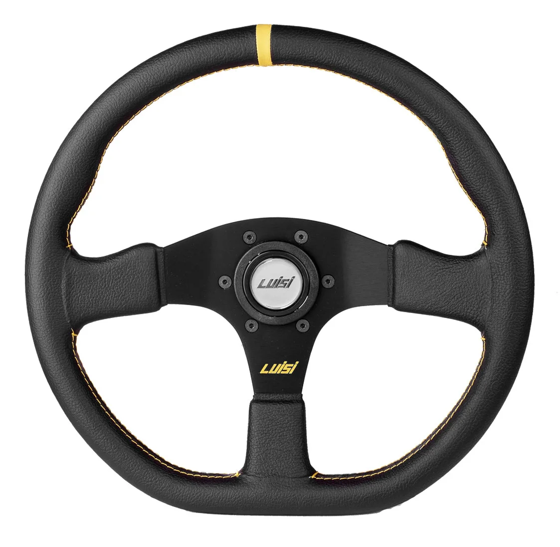 Φωτογραφία προϊόντος: Τιμονι Stealth Corsa 355mm Τριακτινο Δερματινο Μαυρο Luisi