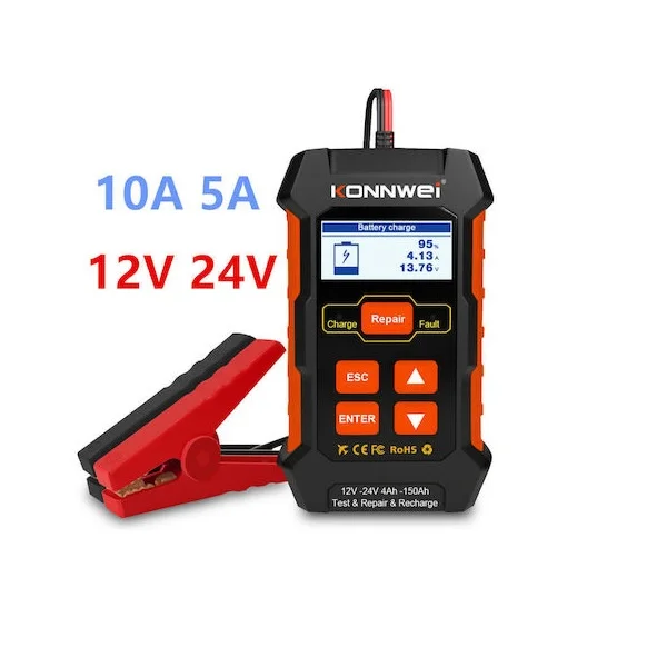 Φωτογραφία προϊόντος: OEM Konnwei KW520 Ψηφιακό Battery Tester Διαγνωστικό, Φορτιστής με Κροκοδειλάκια