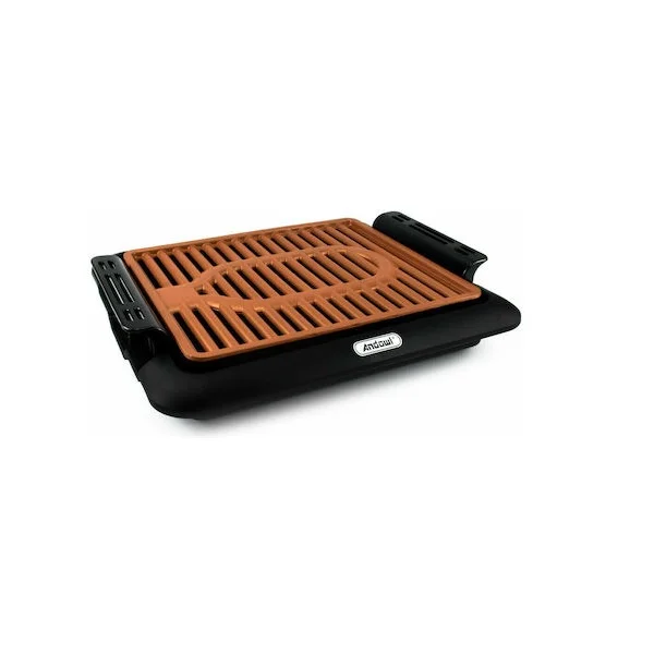 Φωτογραφία προϊόντος: Ηλεκτρικό Grill 1000W Andowl Q-HB67 – Μαύρο, Καφέ