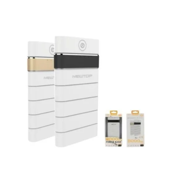 Φωτογραφία προϊόντος: OEM Newtop PB13 Power Bank 8000mAh με Θύρα USB-A Λευκό / Χρυσό 42396131