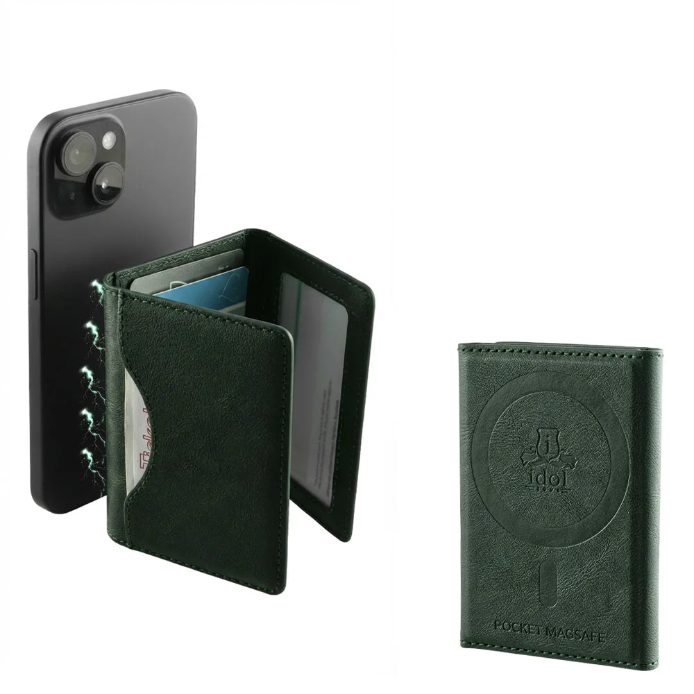 Φωτογραφία προϊόντος: LEATHER POCKET MAGSAFE ANTI-RF CARD WALLET GREEN
